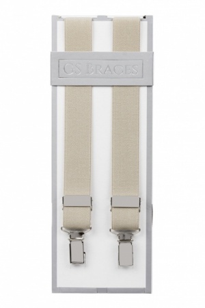 Slim 25mm Beige Trouser Braces